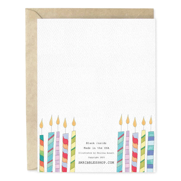Candle Birthday Wishes Hand-Illustrated Greeting Card
