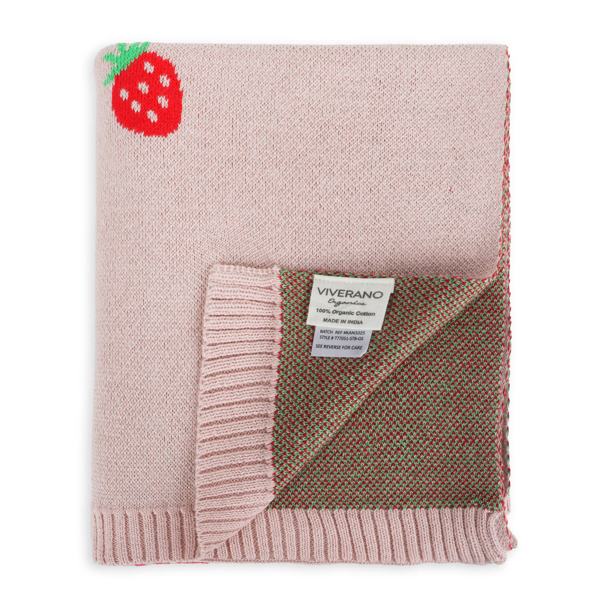 Strawberry - Organic Cotton Jacquard Baby Blanket