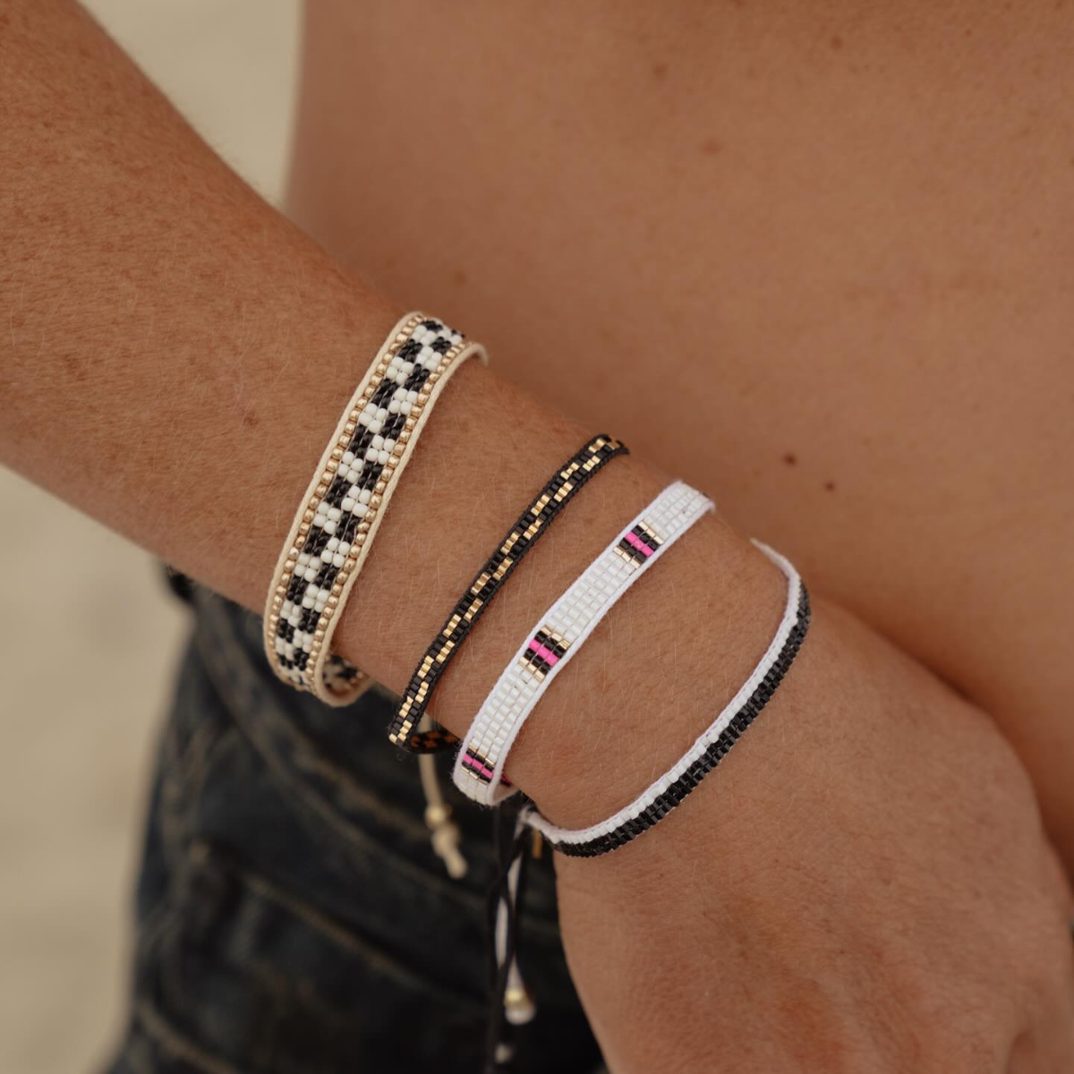 Local Beach Checker Beaded Bracelet