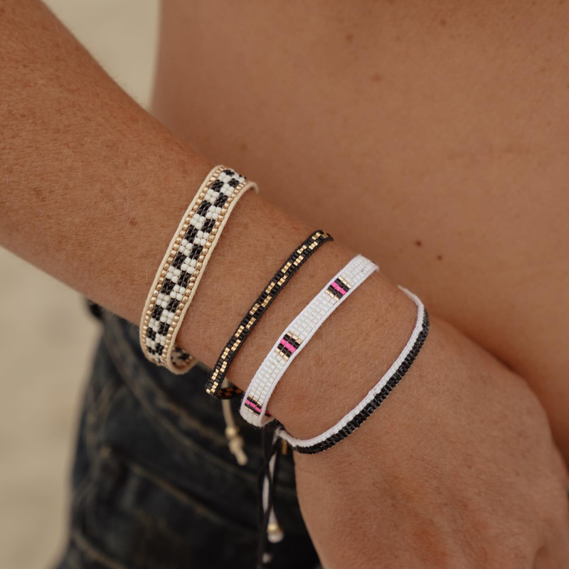 Local Beach Checker Beaded Bracelet