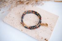 Genuine Gemstone and Gold Double Wrap Bracelet