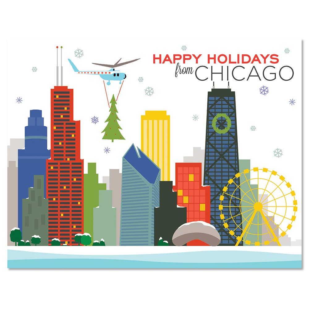 Chicago Tree Drop Holiday Christmas Card