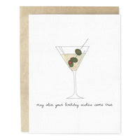 Olive Birthday Wishes Martini Hand-Illustrated Greeting Card