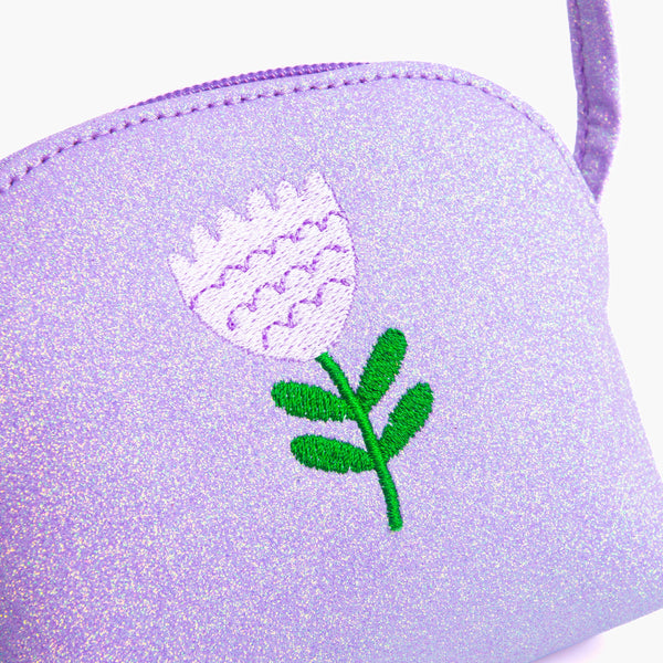 Sparkly Purse with Flower Embroidery