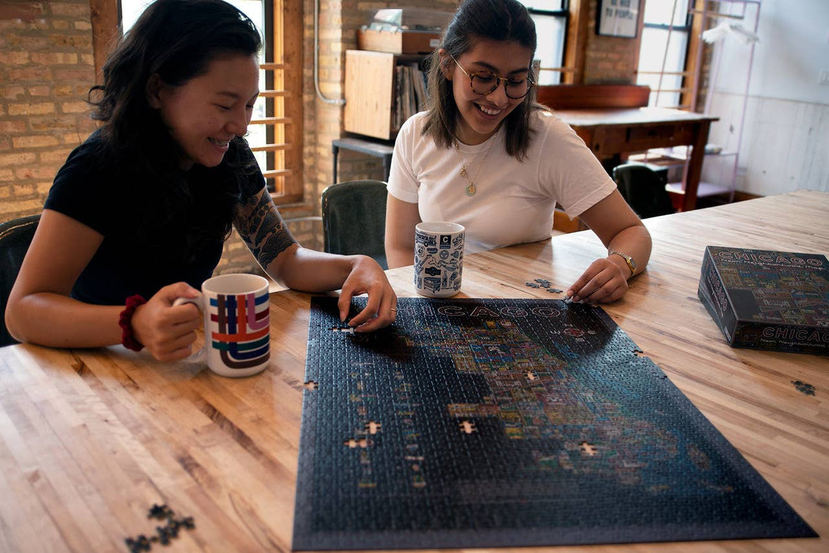 Neon Neighborhood Map of Chicago 1000 Piece Puzzle