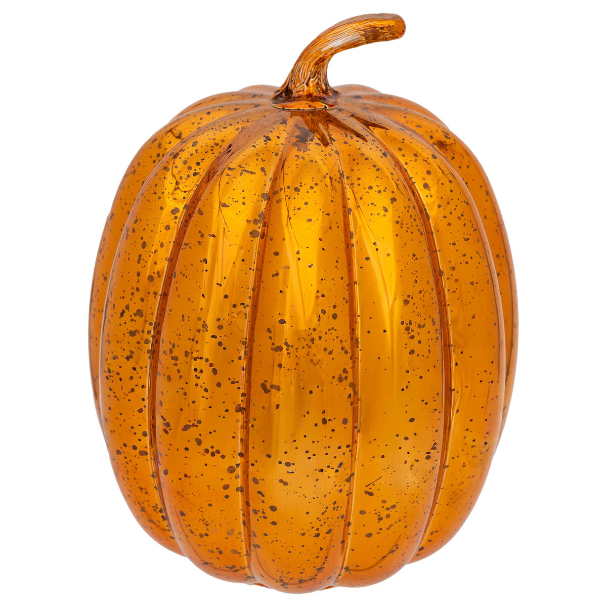 10.25" Orange Starry Glass Pumpkin Tall Fall Autumn