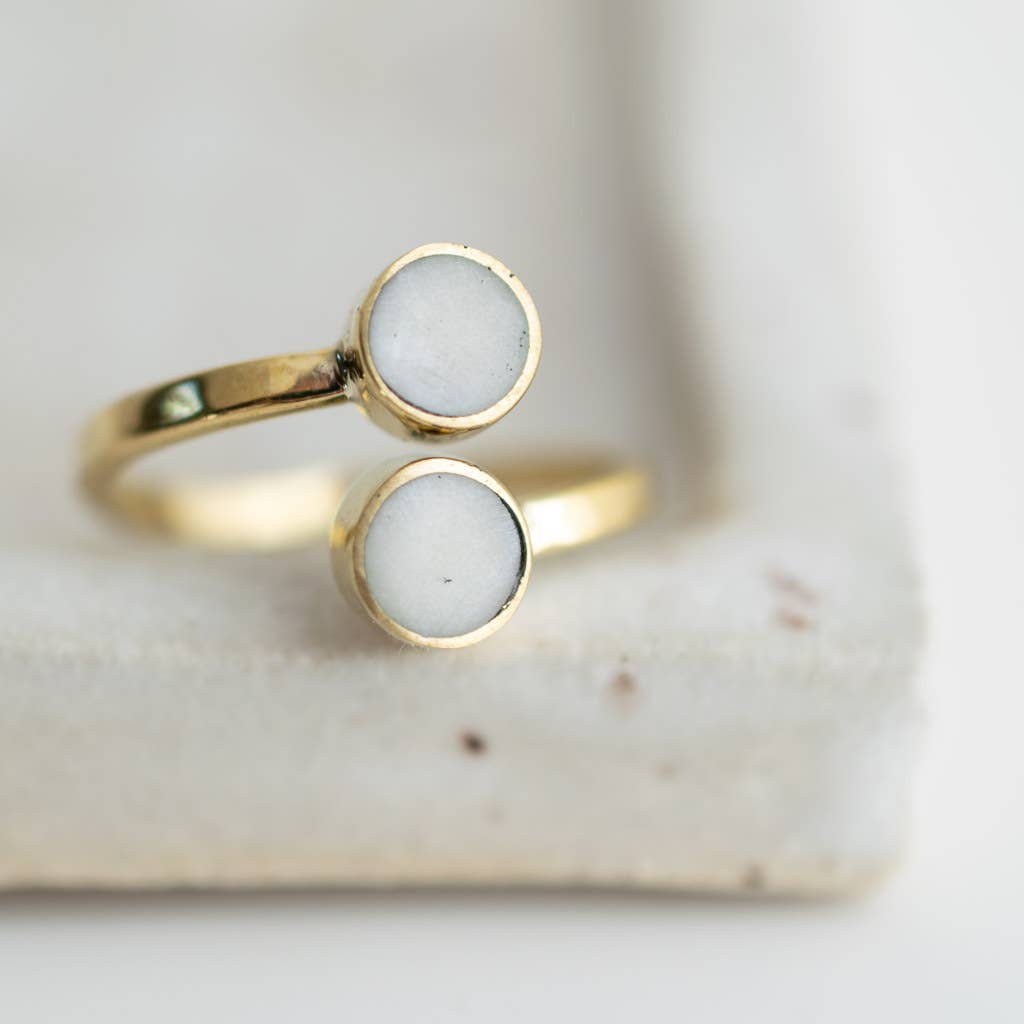 Brass Wrap Ring with Recycled Bone