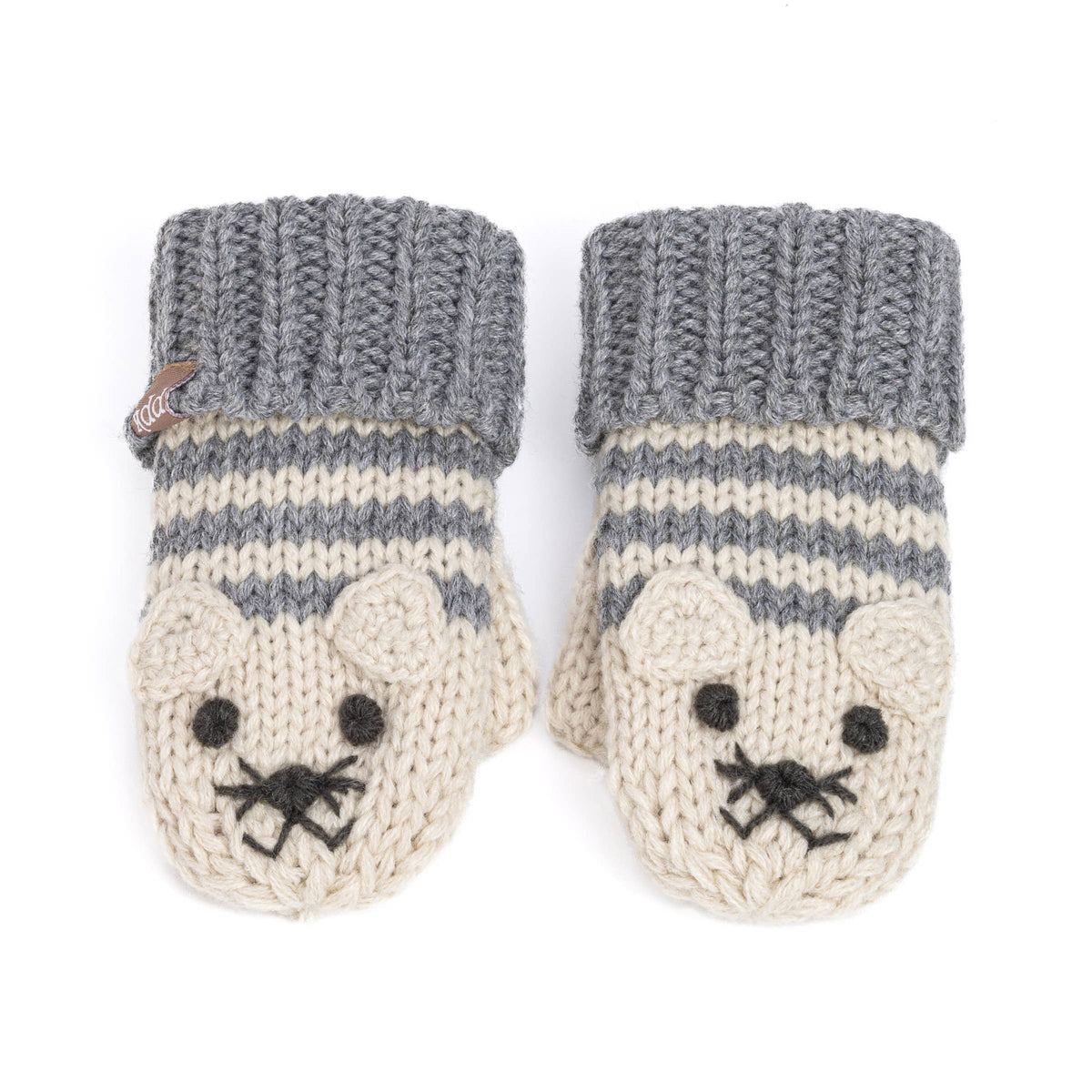 Knitted Cat Mittens - Toddler / Little Kids / Big Kid - Gray