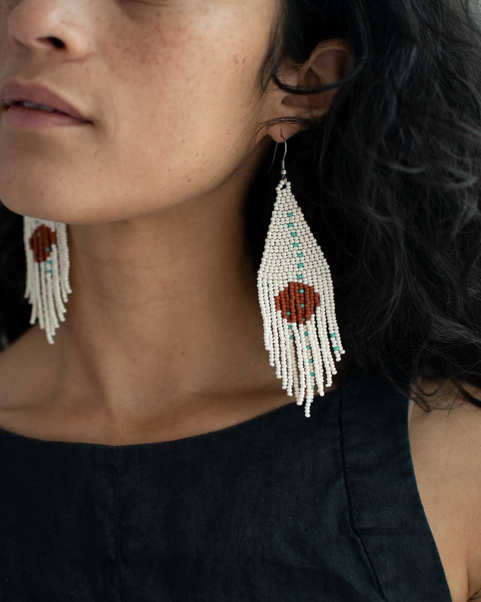 Beaded Fringe Earrings in Ocaso