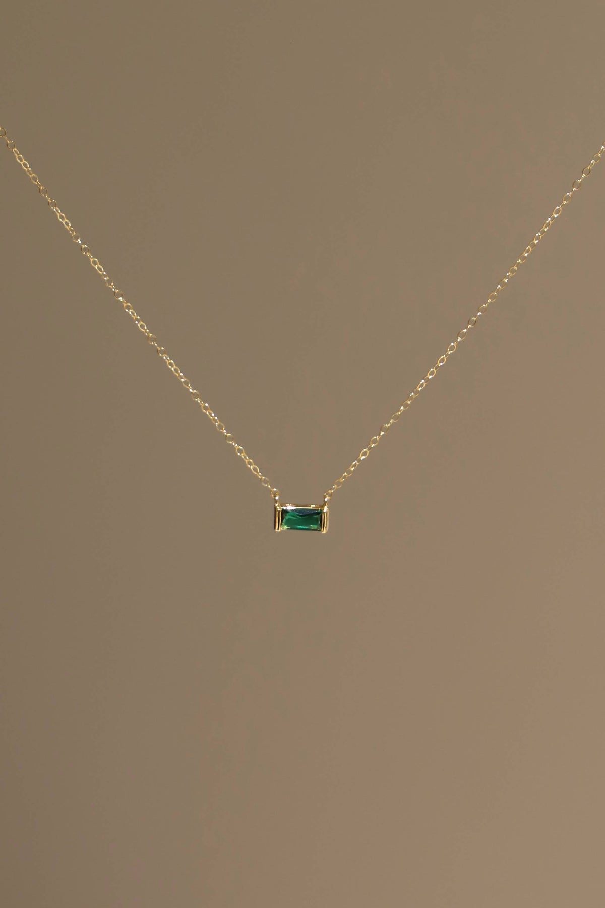 FLOATING EMERALD CZ BAGUETTE NECKLACE