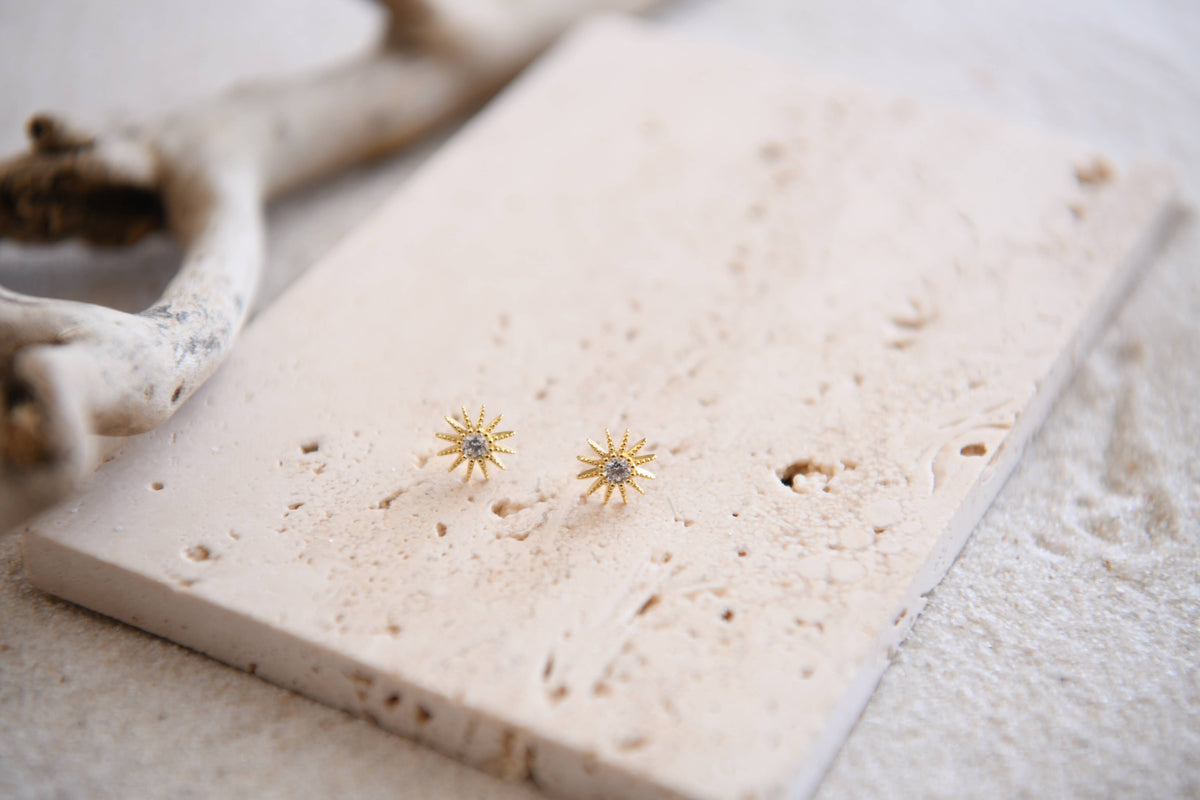 Gatsby Gold Plated Stud Moon Earring