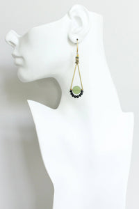 Olivine Glass Geometric Dangle Earrings