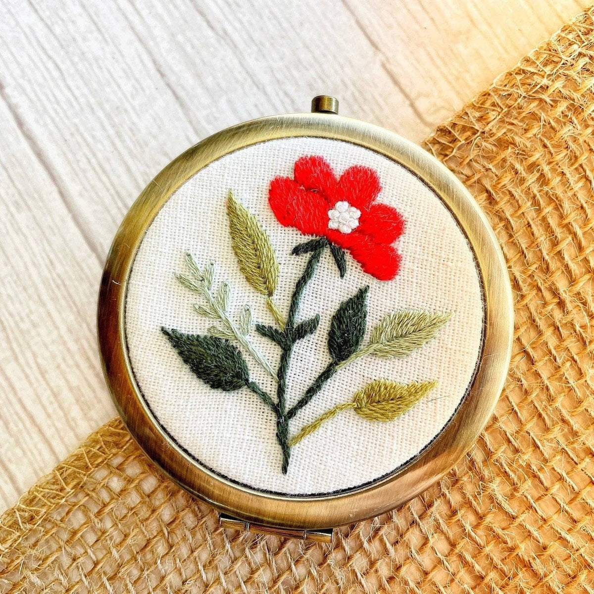 Floral Embroidered Compact Mirror, Brooklyn Collection