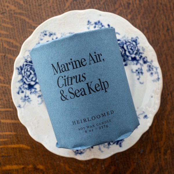 Heirloomed Candle - Marine Air, Citrus, Sea Kelp - 8 oz Soy
