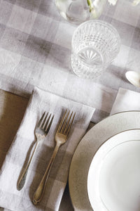 Linen Dinner Napkin Light Blue Gingham - Set of 4