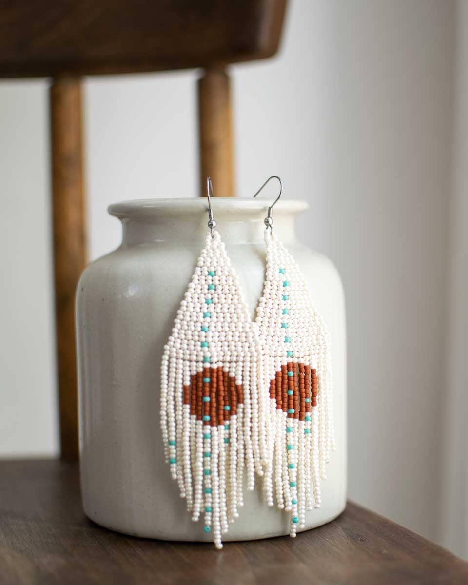 Beaded Fringe Earrings in Ocaso