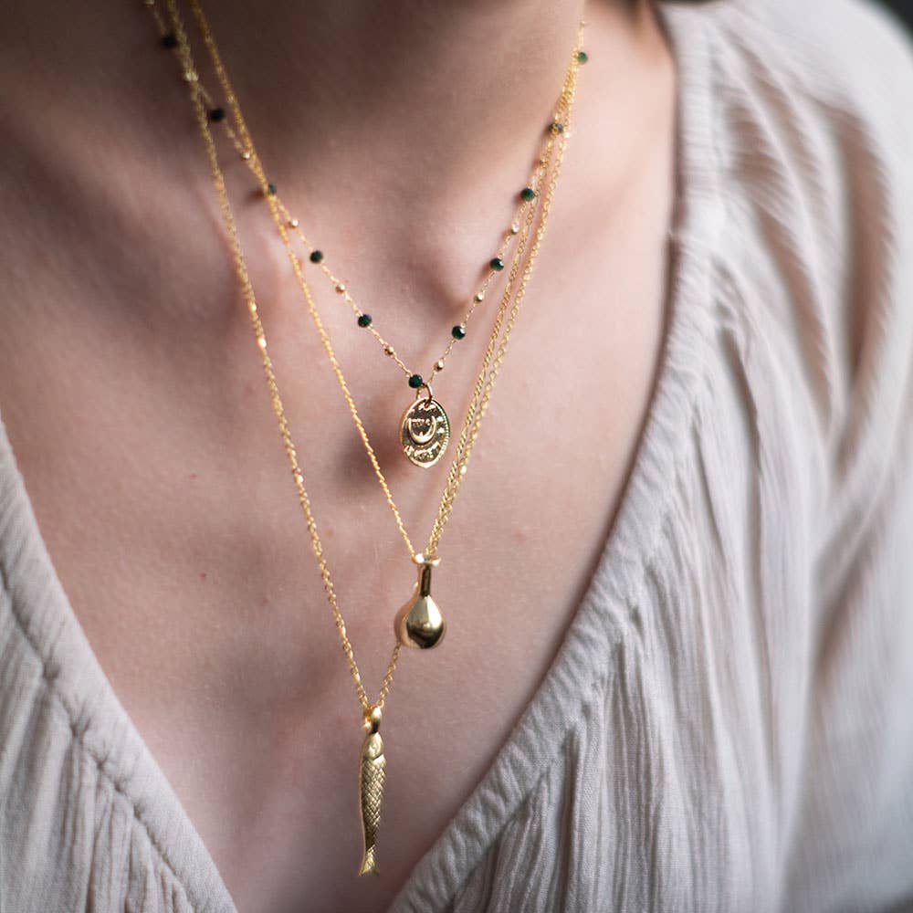 Gold Tinned Fish Necklace
