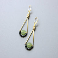 Olivine Glass Geometric Dangle Earrings