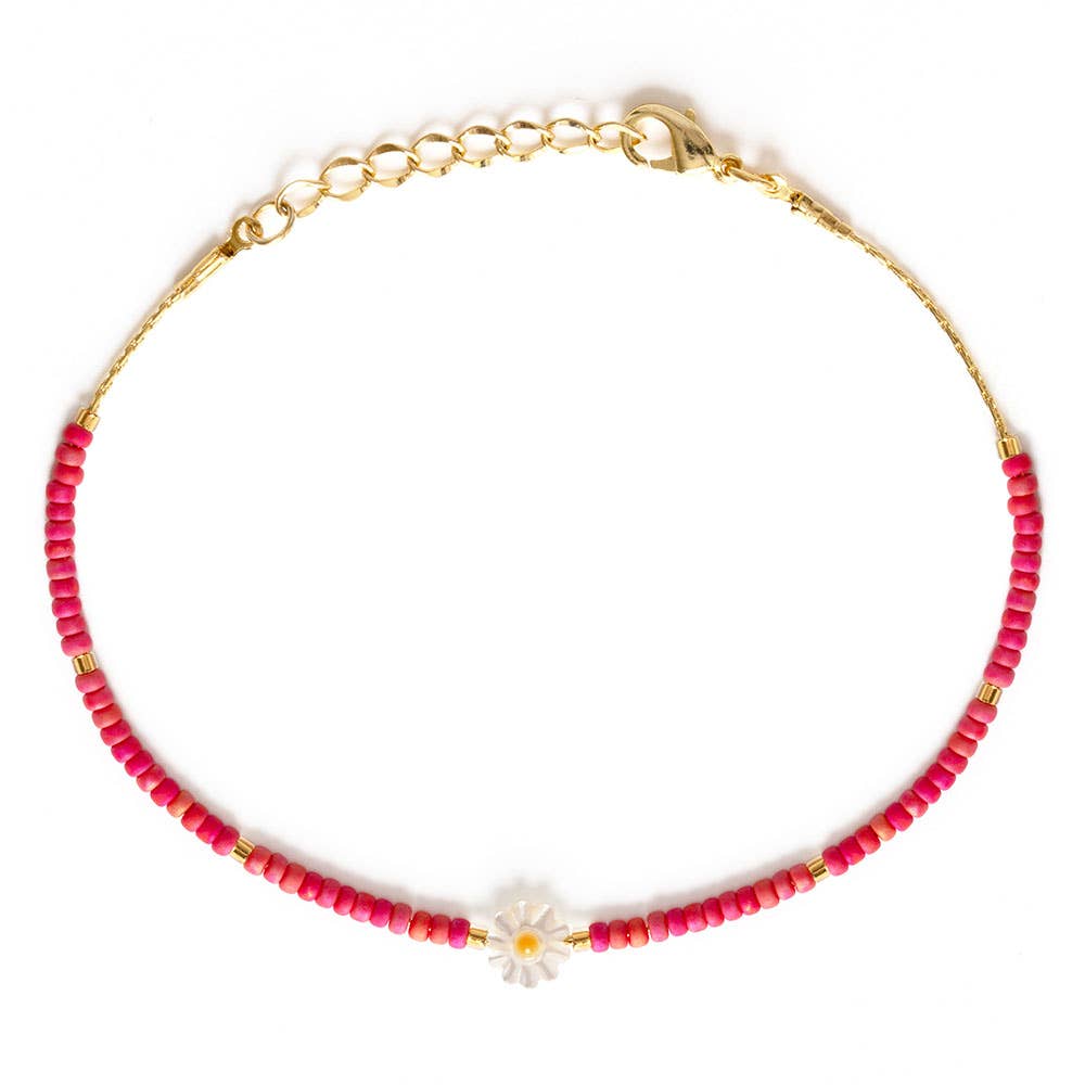 Daisy and Japanese Bead Friendship Bracelet