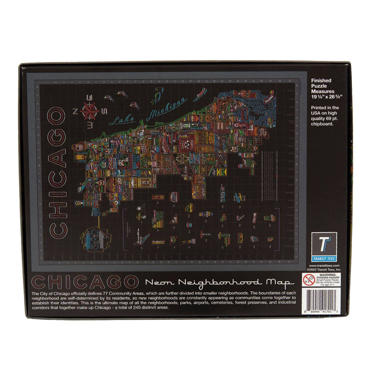 Neon Neighborhood Map of Chicago 1000 Piece Puzzle