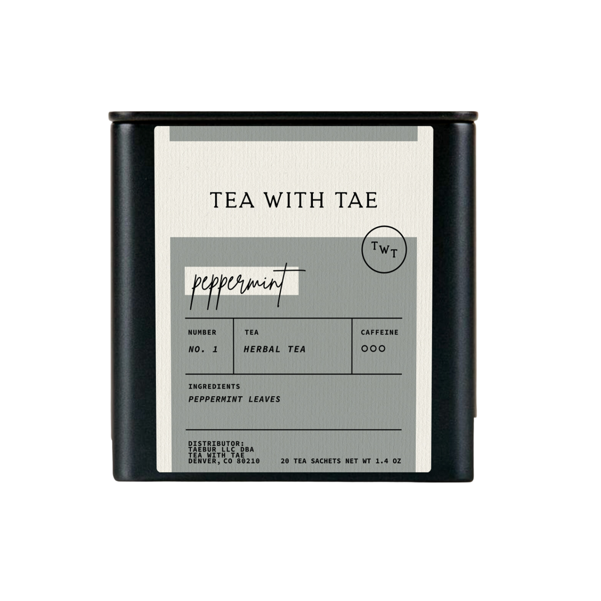 Peppermint Herbal Minty Tea Gift Tin (20 tea bags)