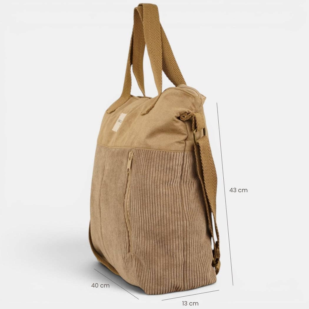 Taupe Corduroy Large Handbag (Toast)