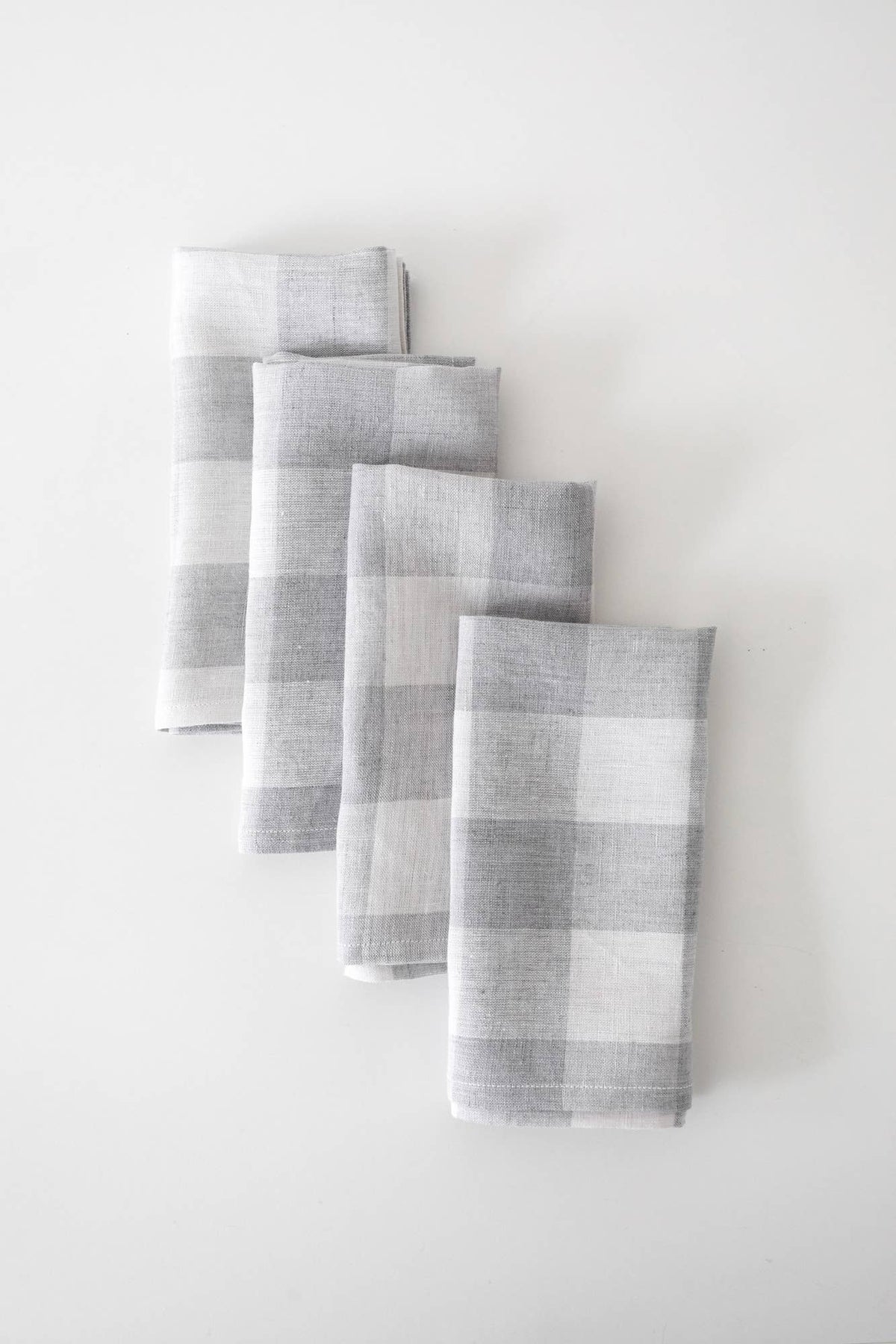 Linen Dinner Napkin Light Blue Gingham - Set of 4