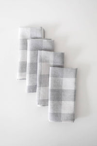 Linen Dinner Napkin Light Blue Gingham - Set of 4