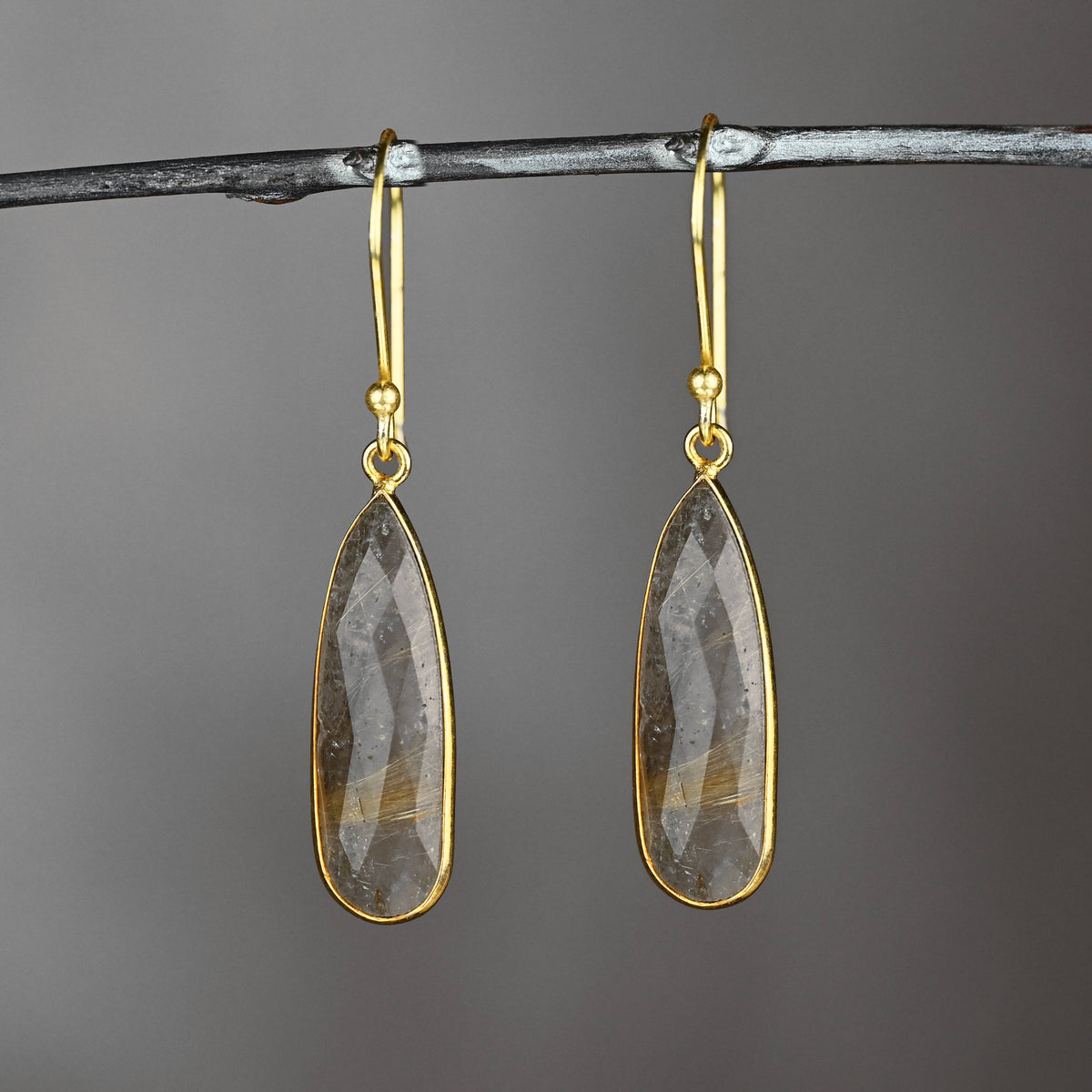 Large Semi Precious Elongated Tear Drop Earrings