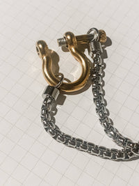 Carabiner Charm-Wheat Chain Stainless Necklace