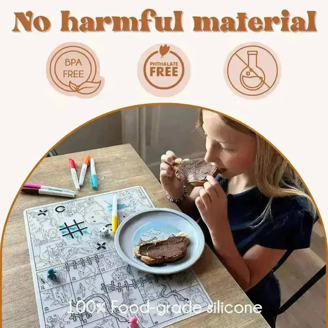 Silicone Reusable Coloring Mat & Markers Set
