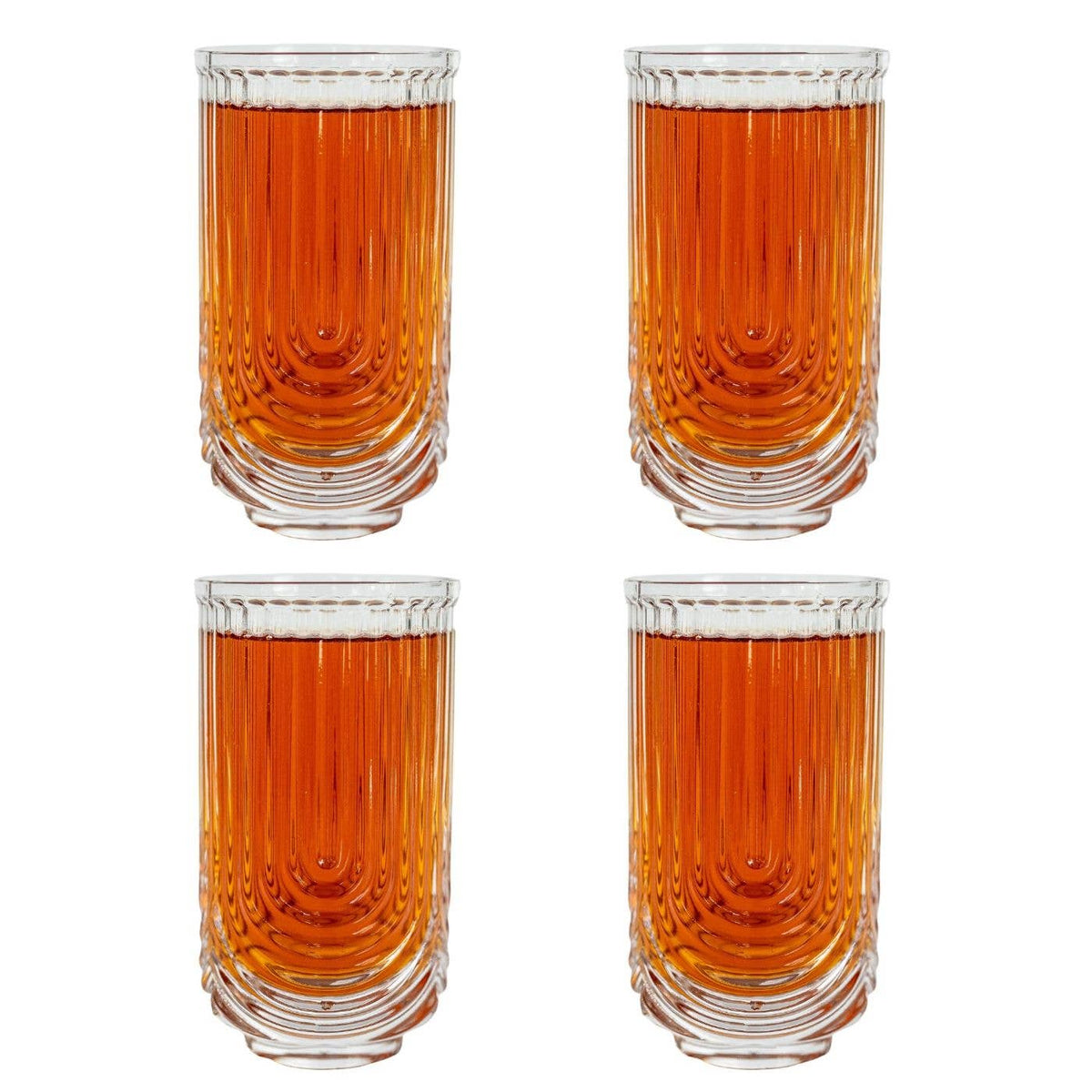 Art Deco Highball Ribbed Wave Glasses