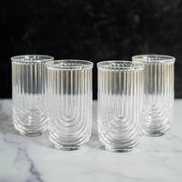 Art Deco Highball Ribbed Wave Glasses