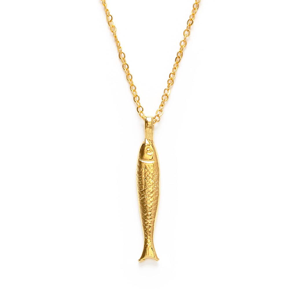 Gold Tinned Fish Necklace