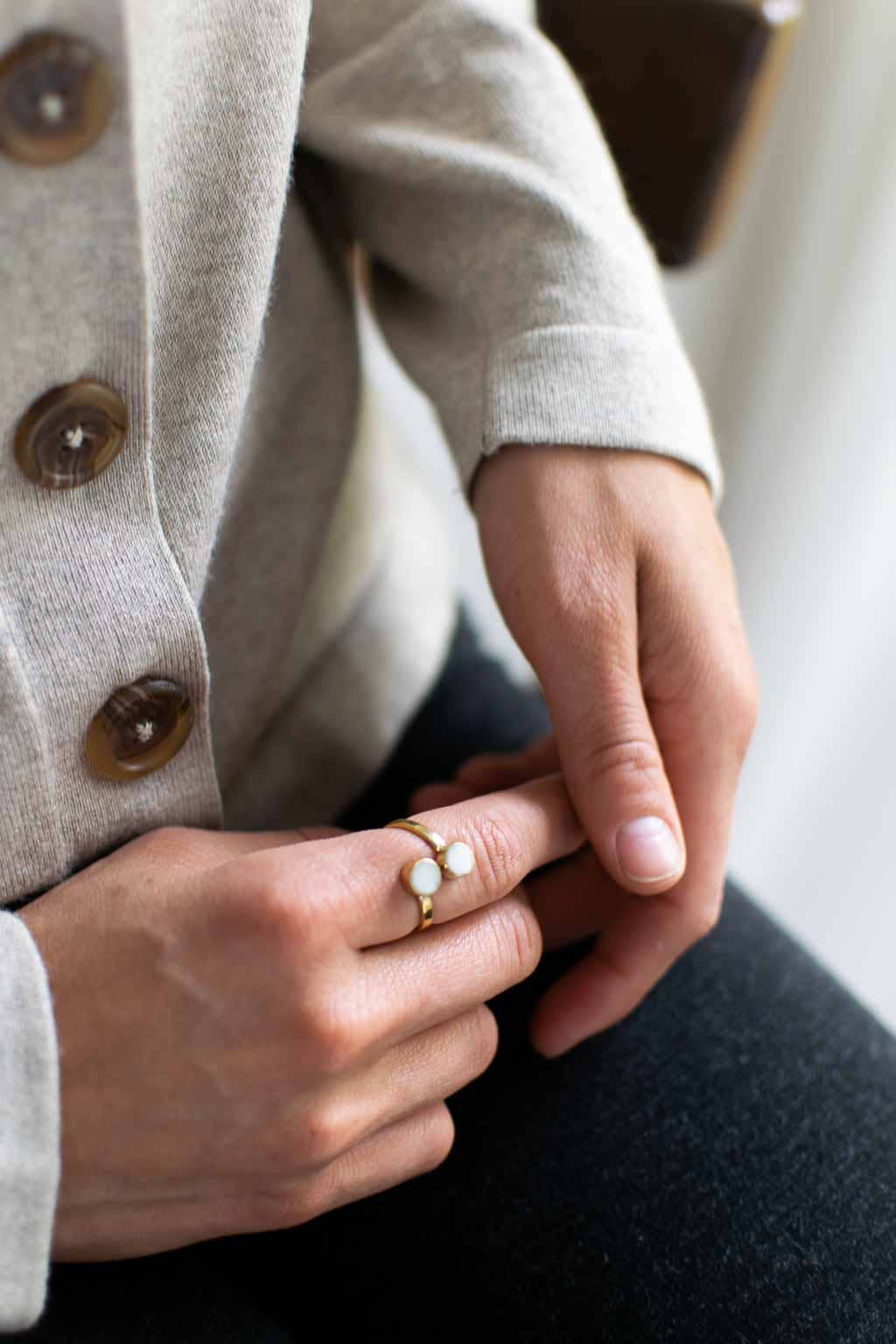 Brass Wrap Ring with Recycled Bone