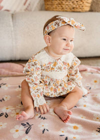Daisy Floral - Organic Jacquard Sweater Knit Baby Blanket