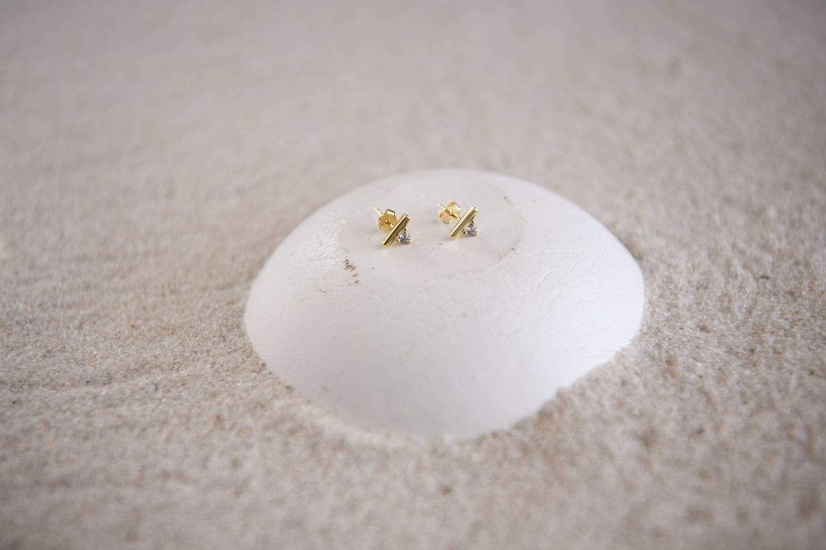 Gatsby Gold Plated Stud Moon Earring