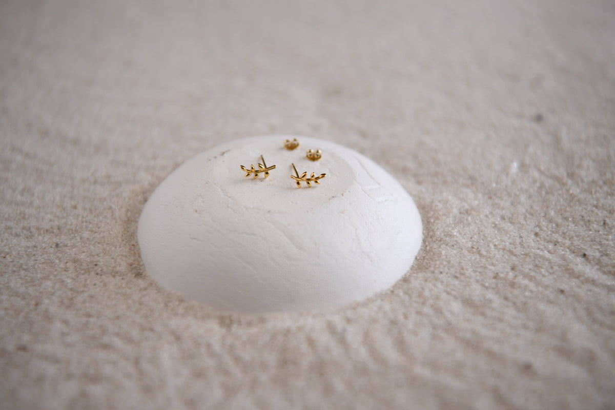 Gatsby Gold Plated Stud Moon Earring