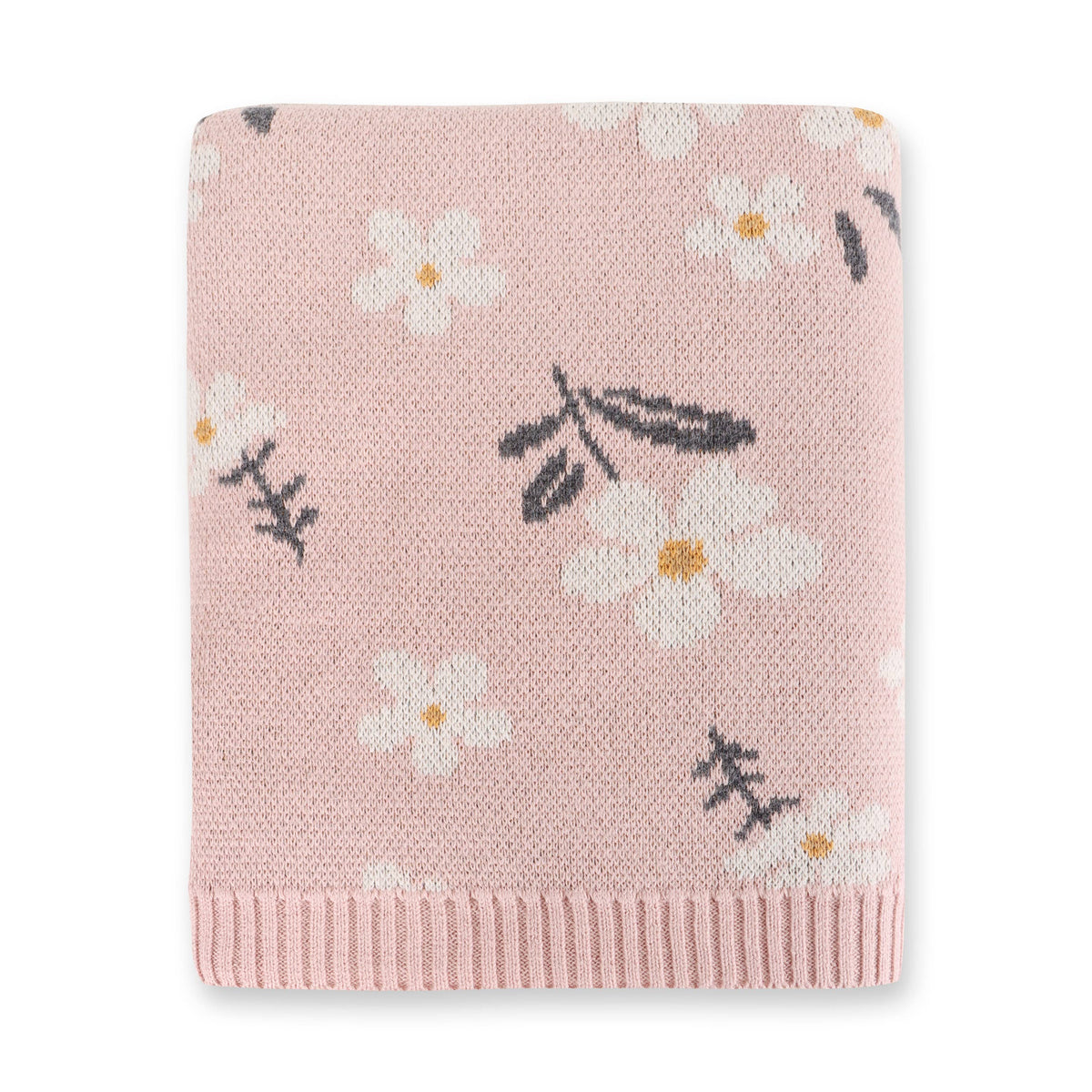 Daisy Floral - Organic Jacquard Sweater Knit Baby Blanket