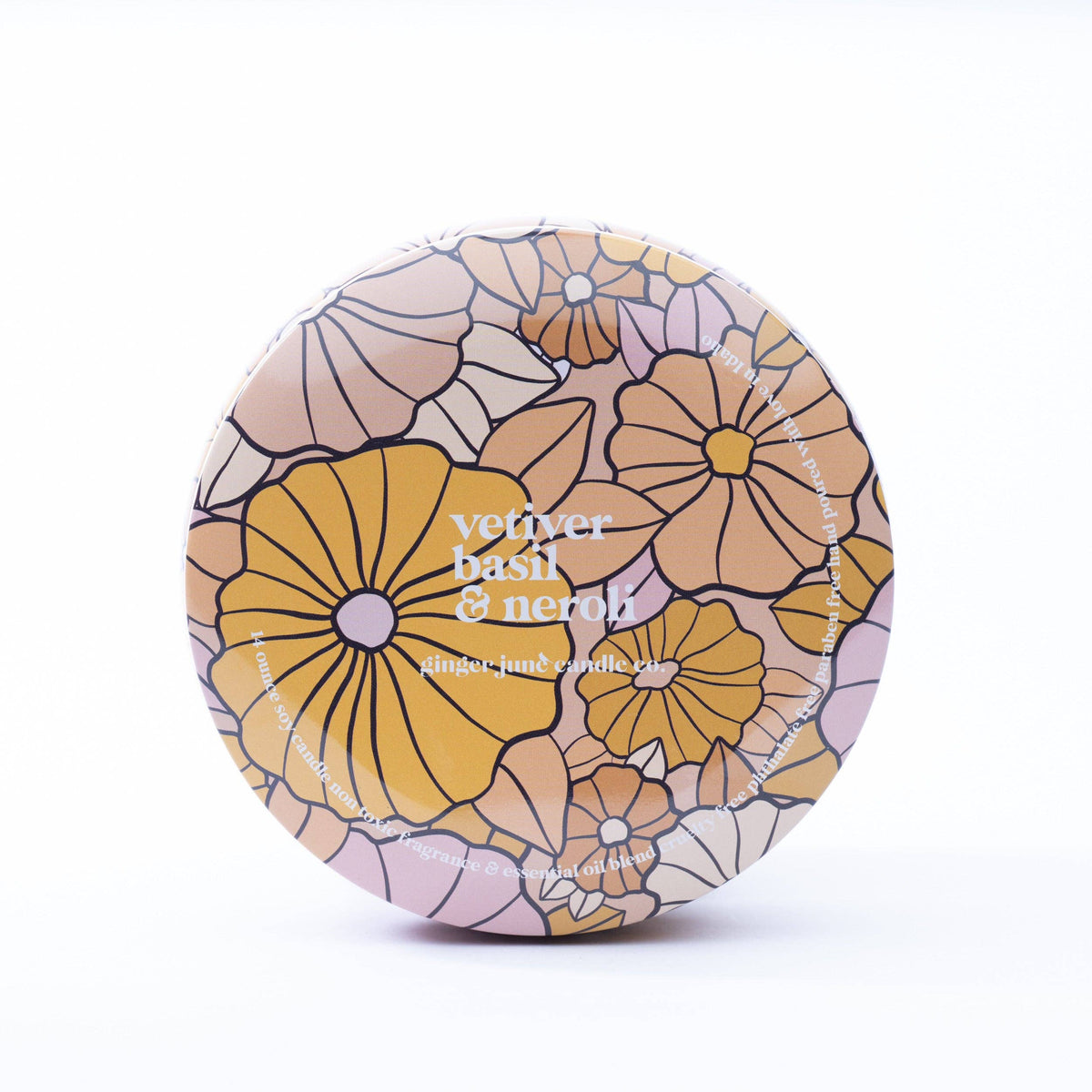Floral tin: vetiver + basil + neroli 14 oz candle