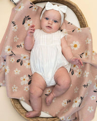 Daisy Floral - Organic Jacquard Sweater Knit Baby Blanket