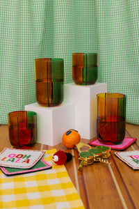 Colorblock Low Ball Glasses - Set of 2