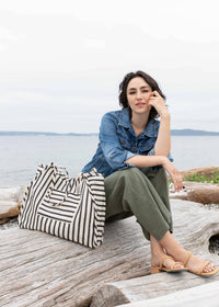 The Easy Tote - Tan Striped
