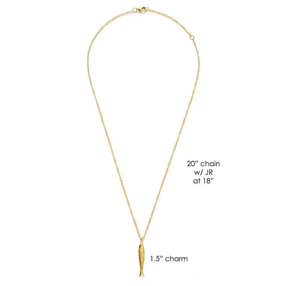 Gold Tinned Fish Necklace