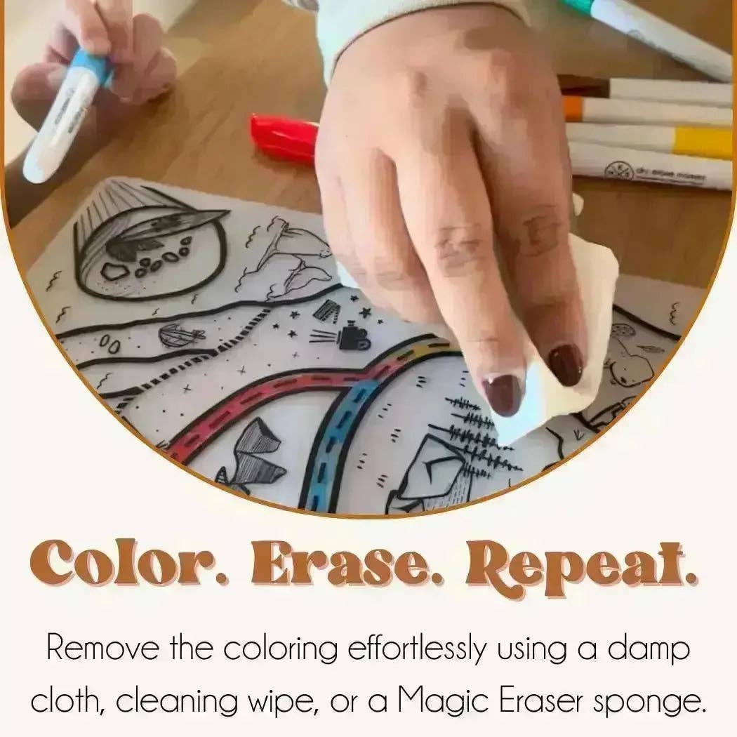 Silicone Reusable Coloring Mat & Markers Set