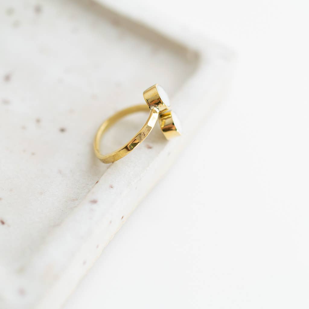 Brass Wrap Ring with Recycled Bone