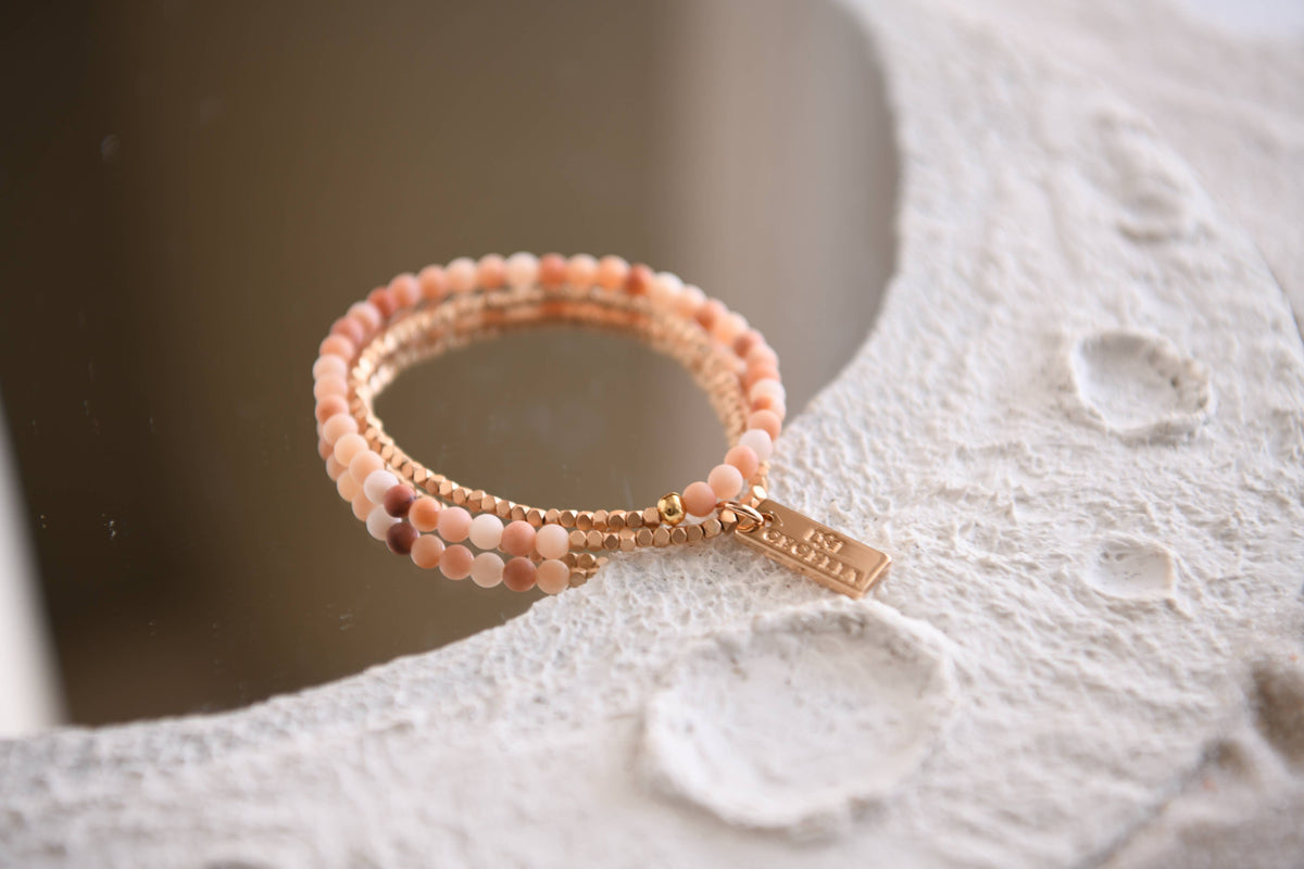 Gemstone Wrap Bracelet with Faceted Gold Beads