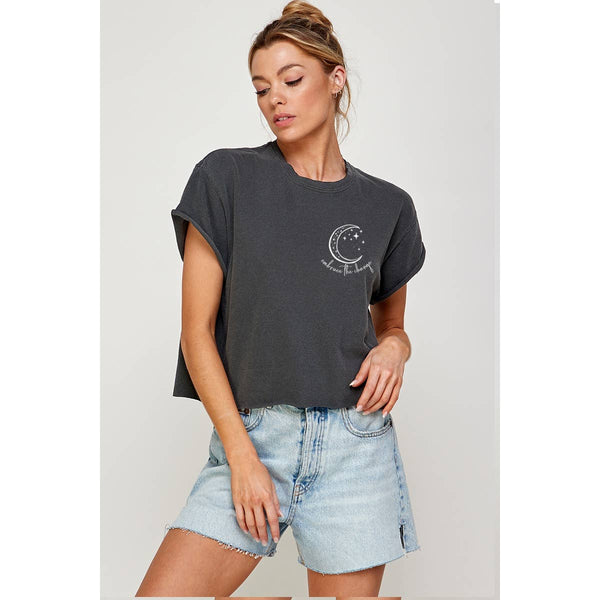 EMBRACE THE CHANGE VINTAGE GRAPHIC CROP TOP