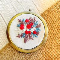 Floral Embroidered Compact Mirror, Brooklyn Collection