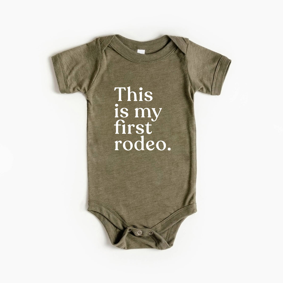 This Is My First Rodeo Modern Baby Bodysuit
• Olive Green